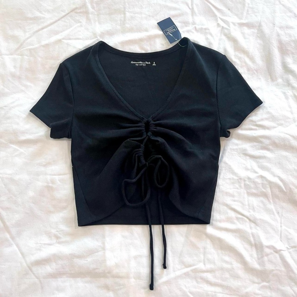 Abercrombie Black Lace-Up Crop Top